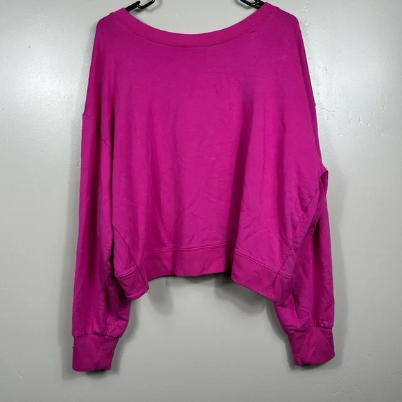 Athleta Savasana Twist Back Cropped Crewneck  Electric Fuchsia Pink - Large - Picture 3 of 8
